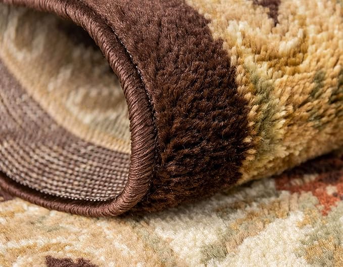 Unique Loom Versailles Collection Traditional Classic Floral Motif Area Rug (8' 0 x 8' 0 Round, Brown/ Ivory)