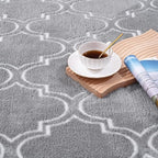 Amearea Fluffy Indoor Area Rug, Soft Trellis Moroccan Rugs for Bedroom, Shag Modern Area Rug for Living Room Kids Room Nursery, Easy Clean, Home Decor Low Pile Carpet, Light Gray 5x7 Feet