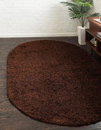Unique Loom Solid Shag Collection Area Rug (5' 1" x 8' Oval, Chocolate Brown)