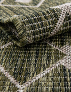 Unique Loom Outdoor Trellis Collection Area Rug - Tribal Trellis (13' Square, Green/ Natural)