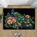 Peacock Peony Rugs for Bedroom - 2x3 Rug, Classic Peacock Peony Area Rugs for Living Room, Teal Turquoise Carpet, Floral Plant Washable Area Mat, Aesthetics Carpet - Peafowl Home Decor & Gifts