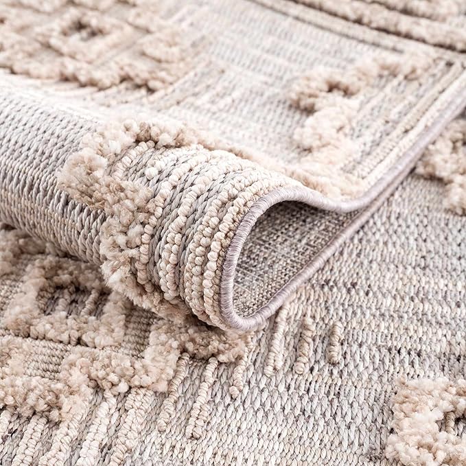 Hauteloom Ampusungan Living Room, Bedroom Area Rug - Geometric - Charcoal, Cream, Beige - 2' x 3'