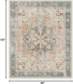 RUGGABLE Washable Vintage Area Rug – Kamran Coral 8x10, Stain-Resistant, Non-Slip – Large Machine Washable Rugs for Living Room, Bedroom, Hallway, Entryway & Office–with Cushioned Pad