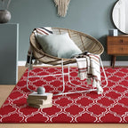 Amearea Fluffy Indoor Area Rug, Soft Trellis Moroccan Rugs for Bedroom, Shag Modern Area Rug for Living Room Kids Room Nursery, Easy Clean, Home Decor Low Pile Carpet, Wine Red 6x9 Feet