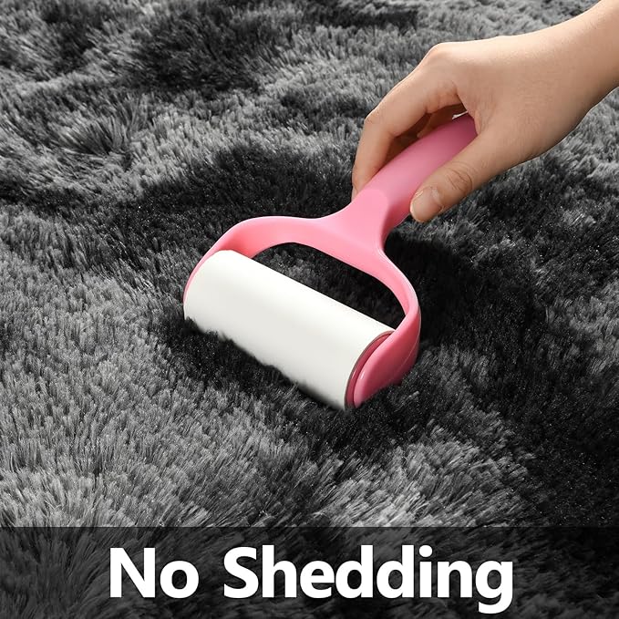 Large Shag Area Rugs 9 x 12, Tie-Dyed Plush Fuzzy Rugs for Living Room, Ultra Soft Fluffy Furry Rug for Bedroom, Indoor Carpet Nursery Rugs for Kids Room Home Decor, Dark Grey