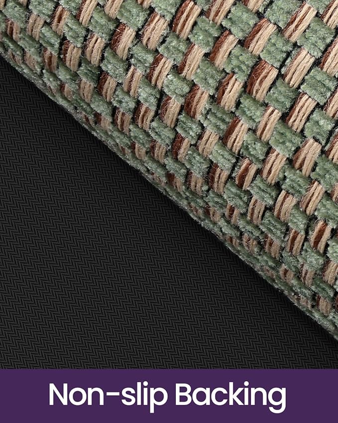 DEXI Ultra Thin Entryway Door Mat 36x56, Non Slip Rubber Backing Inside Entry Mat, Low Profile Easy Clean Dirt Trapper Doormat for Inside Entrance Patio, Green