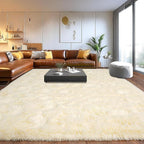Upgrade Non-Slip Plush Rugs Fluffy Area Rugs for Living Room, Soft Shaggy Carpets for Living Room, Perfect Decor for Modern Home Light Champagne 8x10 Feet
