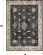 RUGGABLE Washable Vintage Area Rug – Verena Dark Wood 6x9, Stain-Resistant, Non-Slip – Medium Machine Washable Rugs for Living Room, Bedroom, Hallway, Entryway & Office–with Cushioned Pad