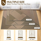 Front Door Mat 17''x30'', Non Slip Absorbent Muddy Dirt Resist Washable Low-Profile Indoor Doormat,Easy Clean Welcome Entryway Door Mats, Brown
