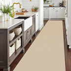 EARTHALL Extra Long Runner Rug 3x18 Ft Washable Runners for Hallways Cotton Non Slip Entryway Runner Braided Kitchen Runner Indoor Outdoor Carpet Runners for Hotels, Officel, Stair, Golden Beige/White