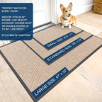 OLANLY Front Door Mat Indoor Outdoor Entrance, Waterproof Heavy Duty Doormat, Fade Resistant, Low Profile, Easy Clean Patio Porch Welcome Floor Mats for Entry, 59x23, Beige