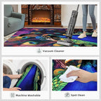 Peacock Rugs for Bedroom - 6x8 Area Rug - Watercolor Peacock Rugs for Living Room, Abstract 3D Animal Rug, Non-Slip Washable Home Decor Carpet