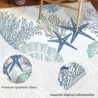 Tritard Coastal Runner Rug 2x6 Nautical Kitchen Hallway Rugs Beach Themed Non-Slip Indoor Floor Mat Machine Washable Rugs Carpet for Bathroom Living Room Bedroom Laundry Room Entryway, Blue