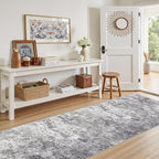 3X10 Washable Runner Rug for Hallway: Soft Neutral Modern Abstract Area Rug - Non-Slip Low Pile Long Throw Indoor Carpet for Kitchen Entryway Kitchen Bedroom Laundry - Grey