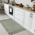 Collive Small Bathroom Rug, 2' x 3' Hand-Woven Low Profile Front Entryway Rug, Olive Green/Cream Cotton Reversible Washable Kitchen Mat Modern Farmhouse Carpet for Foyer Bedroom Back Door Decor