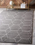 Unique Loom Trellis Frieze Collection Area Rug - Geometric (3' 3" x 5' 3", Dark Gray/ Ivory)