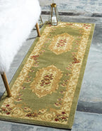 Rugs.com Chateau Collection Rug – 3' x 16' 5 Runner Green Medium Rug Perfect for Hallways, Entryways