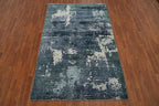 Rug Source Modern Collection, 5x8 Rug, Hand Knotted Navy Blue & Blues All-Over Rug, Oriental Viscose Silk Carpet for Foyer, Entryway and Hallway