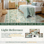 6x9 Area Rugs Living Room Rug - Floral Vintage Morris-Inspired Washable Carpet, Low Pile Non-Shedding Stain Resistance Boho Soft Carpet for Bedroom, Dining Room, Office, Farmhouse (6'x9' Beige Green)