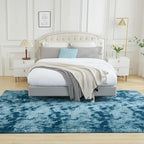 Andency Area Rugs 9x12 for Living Room Home Decor, Large Shaggy Bedroom Carpet, Non-Slip Big Shag Indoor Thick Soft Fluffy Furry Fur Area Rugs for Kids Dorm Nursery Aesthetic, Tie-Dyed Navy Blue