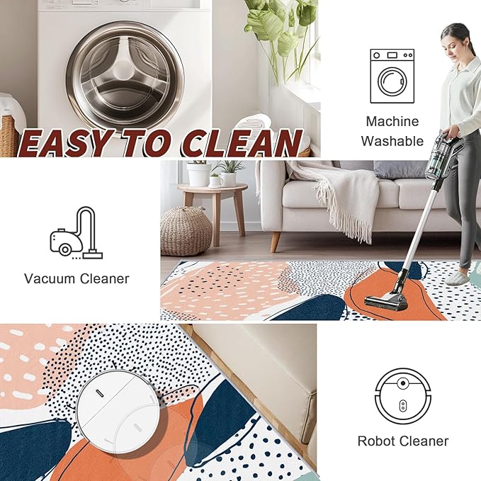 Polka Dot Rugs for Bedroom - Boho Color Block Art Area Rug 5x8, Abstract Multicolor High Traffic Anti Slip Carpets Home Decor #C047