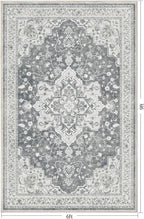 Marsail 6x9 Machine Washable Area Rug, Soft & Slip-Resistant Large Area Rug with Reinforced Bound Edges, Vintage Short-Pile Washable Rug with Floral Pattern for Living Room, Dinning Room and Bedroom