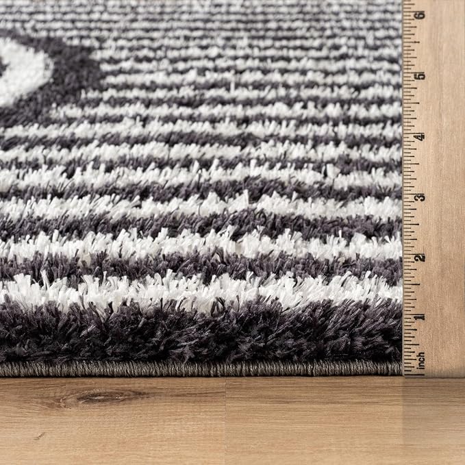 Rugshop Abstract Arch Shag Area Rug Anthracite Dark Gray 2' x 3' Ideal for Entryways, Kitchens, or Small Spaces