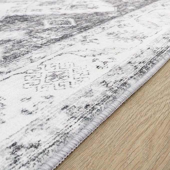 Paco Home Oriental Area Rug with Faded Vintage Look in Grey, Size: 6'7" x 9'2"