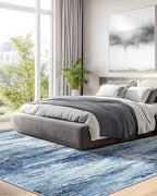 AMADA HOMEFURNISHING 9x12 Area Rugs for Living Room, Modern Large Area Rugs with Non-Slip Backing & Low Pile, Neutral Soft Washable Rug for Nursery, Bedroom, Dinning Room, Playroom, Blue