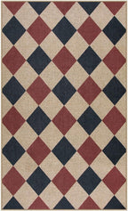 Lahome Christmas Outdoor Rug, 3x5 Outdoor Christmas Decor Rugs for Entryway Front Door Indoor Outdoor Plaid Carpet, Checkered Red and Black Non Shedding Carpet for Patio Porch