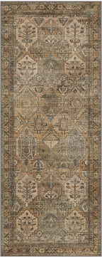 Bavni Kitchen Rug 2x5 Runner Rugs for Hallways Entryway, Washable Vintage Print Carpet, Ultra-Thin Chenille Low Pile Lightweight Rug with Non Slip Backing, Warm Taupe