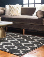 Rugs.com Lattice Collection Rug – 3' x 5' Black Medium Rug Perfect for Entryways, Kitchens, Breakfast Nooks, Accent Pieces