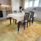Washable Area Rug 5x7 - Neutral Modern Abstract Rugs, Soft Non Slip Thin Carpet with for Bedroom, Under Dining Room Table, Home, Office, Dorm, Office Rolling Chair - Yellow Brick