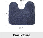 Toilet Rug 22x24 Navy Non Slip Fluffy Toilet Floor Mat U Shaped Washable Bathroom Contour Rug for Toilet Absorbent Thick Toilet Carpet