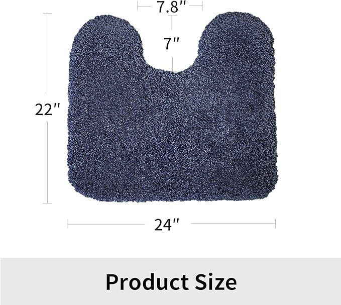 Toilet Rug 22x24 Navy Non Slip Fluffy Toilet Floor Mat U Shaped Washable Bathroom Contour Rug for Toilet Absorbent Thick Toilet Carpet