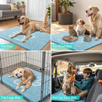 Smiry Dog Door Mat for Muddy Paws, Absorbent Dirt Trapper Non Slip Quick Dry Washable Chenille Mat for Mud Dogs, Entry Rug for Indoor and Outdoor (40x32 Inches, Sky Blue and White)