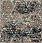 Unique Loom Trellis Frieze Collection Area Rug - Geometric (3' 3" Square, Blue Multi/ Ivory)