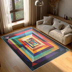 3x5 Colorful Geometry Rugs for Bedroom Decor, Washable Abstract Geometric Pattern Area Rug, Living Room Home Decoration, Non Slip Soft Thin, Abstract Art Decor Carpet PF-P 49