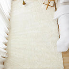 Andency Cream Soft Area Rugs for Living Room Bedroom, 3x5 Non-Slip Fluffy Shag Carpet, Indoor Floor Fuzzy Shaggy Living Room Plush Rug for Kids Dorm Nursery Home Decor Aesthetic