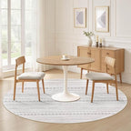 Nakagishi Round Rug Boho Area Rugs: 5x5 Washable Large Circle Neutral Soft Stain Resistant Non-Slip Carpet for Women Aged 25-45 Farmhouse Decor Enthusiasts - Living Room Bedroom Dining Room Nursery