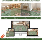 Luxury 8' x 10' Green Washable Area Rugs, Boho Low Pile Easy Clean Non-Slip Rug, Floral Medallion Pattern Vintage Rugs for Living Room, Dinning Room, Office, Bedroom, Bathroom, Laundry Room, Farmhouse