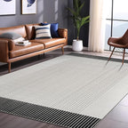 Modern Micro Loop Indoor Area Rugs for Living Room Bedroom Kitchen Geometric Striped Black-White 8x10 Luxury Durable Low and High Pile Non-Shedding Stain Resistant Soft Area Carpet 8 x 10