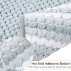 PiccoCasa Chenille Bathroom Rug, Soft Fluffy Absorbent Bath Mat, Medium Pile Striped Carpet Washable Non Slip Bathroom Floor Mats(20"x32",Light Blue & White)
