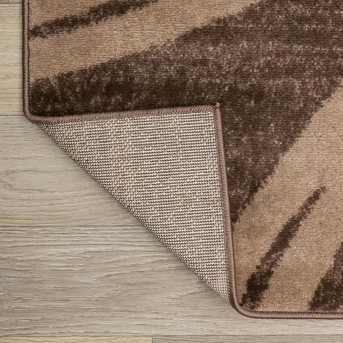 Rugshop Modern Wavy Circles Design Accent Rug, Non-Shedding Carpet for Entryway, Bathroom, or Kitchen, Brown, 2' x 3'