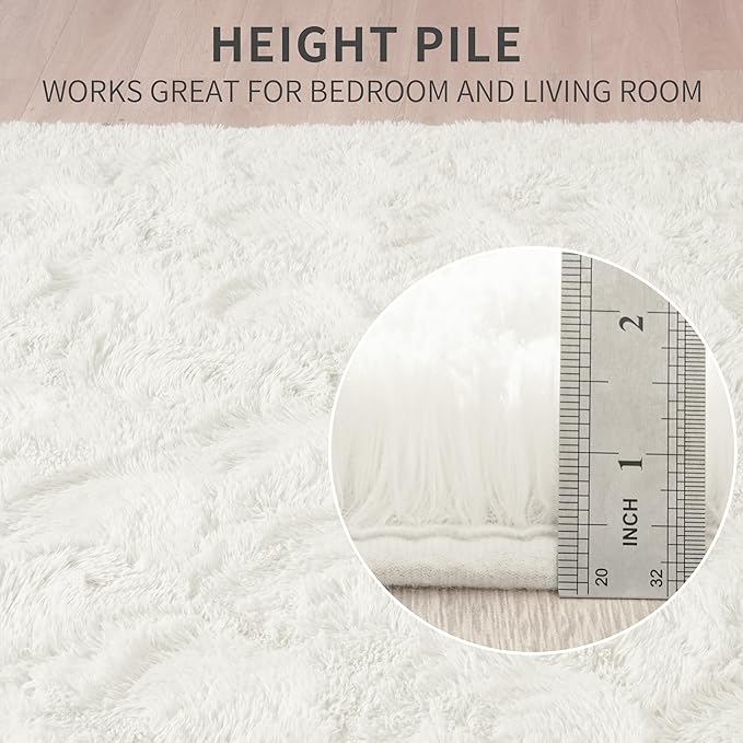 Beglad Shag Rugs for Living Room, Cream White Area Rugs 5x7 Feet Upgrade Anti-Skid Modern Minimalist Style Memory Foam Rugs for Bedroom, Indoor Carpet Suitable for Girls and Adults Room Decor