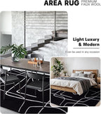 YIHOUSE Modern Washable Area Rug for Living Room Bedroom - Large Abstract Black and White Rug Non-Slip Ultra-Thin Home Decor (Dark Abstract, 5'x7'ft)