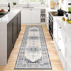 Dripex Hallway Runner Rug 2x10, Washable Rug Kitchen Rug Non Slip with Rubber Backing Soft Thin Vintage Carpet Runner for Entryway Bedroom Bathroom Laundry Room Living Room Decor, Teal Multi