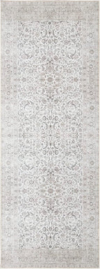 Bloom Rugs Washable Non-Slip 7 ft Runner - Beige/Off White Traditional Bordered Runner for Entryway, Hallway, Bathroom, and Kitchen - Exact Size: 2.5' x 7'