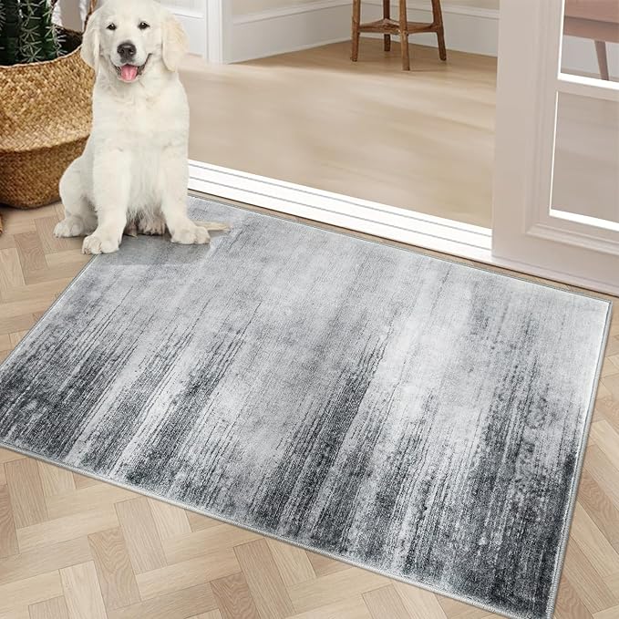 COMSLE Door Mat Soft Absorbent Indoor Front Entryway Rug Machine Washable Entrance Mats for Muddy Paws Non Slip Throw Rugs 20" x 32" Doormat for Inside Foyer Bedroom - Gray