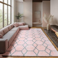 ONASAR 6x9 Area Rugs for Living Room Bedroom, Washable Large Fluffy Pink and Grey Throw Rug, Geometric Soft Plush Shaggy Fuzzy Floor Carpet for Nursery Kids Girls Boys Teen Dorm Home Office Decor